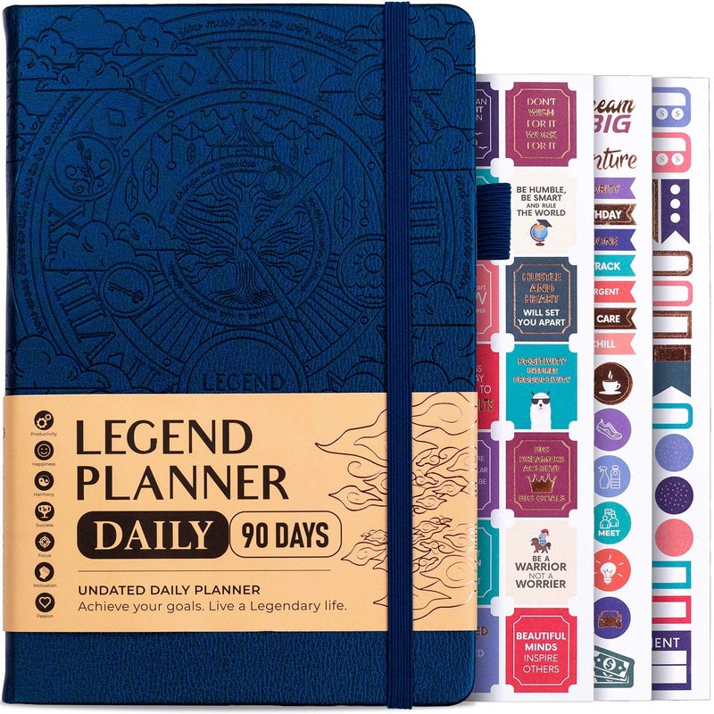 Legend Planner Daily for 3 Months â€“ Undated Monthly Weekly & Daily Planner to Hit Goals. Organizer & Productivity Journal, A5 (Mystic Blue) - Image 1